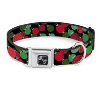 Dog Collar Bone Christmas Holiday Globe Ball Ornaments Stacked Black/Reds/Greens