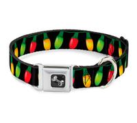 Dog Collar Bone Christmas Lights Black/Multi Color WIDE-Small 13-17"