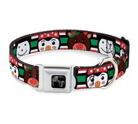 Dog Collar Bone Christmas Penguin/Reindeer/Snowman Stripe Red/White/Black/Green