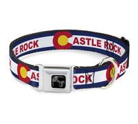 Dog Collar Bone Colorado CASTLE ROCK Flag Blue/White/Red/Yellows Medium 11-16.5"