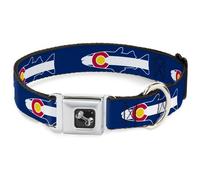 Dog Collar Bone Colorado Cutthroat Trout Flag Blue/White/Red/Yellow Medium 11-16