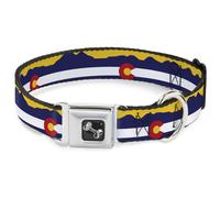 Dog Collar Bone Colorado Flag/Mountain Silhouette Yellow Large 15-24"