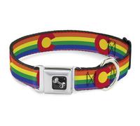 Dog Collar Bone Colorado Flags2 Pride Large 15-24"