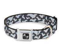 Dog Collar Bone Corgi Silhouette Poses Grays WIDE-Small 13-17"