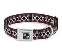 Dog Collar Bone Corset Lace Up Red Plaid/Black WIDE-Large 20-31"
