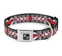 Dog Collar Bone Corset Lace Up w/Bow Black/Red WIDE-Large 20-31"