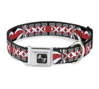 Dog Collar Bone Corset Lace Up w/Bow Black/Red WIDE-Medium 16-23"