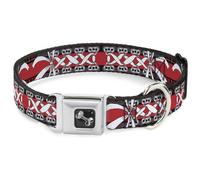 Dog Collar Bone Corset Lace Up w/Bow Red Plaid/Red WIDE-Small 13-17"