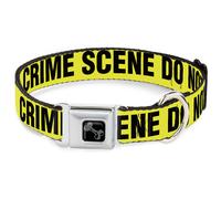 Dog Collar Bone CRIME SCENE DO NOT CROSS Yellow/Black WIDE-Small 13-17"