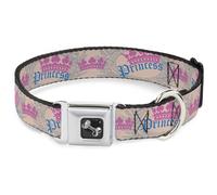 Dog Collar Bone Crown Princess Oval Baby Pink/Baby Blue WIDE-Small 13-17"
