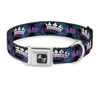 Dog Collar Bone Crown Princess Oval Black/Turquoise WIDE-Medium 16-23"