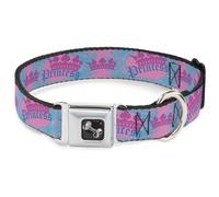 Dog Collar Bone Crown Princess Oval Pink/Turquoise WIDE-Large 20-31"