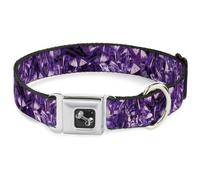 Dog Collar Bone Crystals Purples WIDE-Small 13-17"