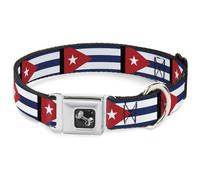 Dog Collar Bone Cuba Flags Medium 11-16.5"
