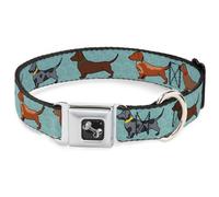 Dog Collar Bone Dachshund 4-Dogs/Paws Aquas WIDE-Large 20-31"