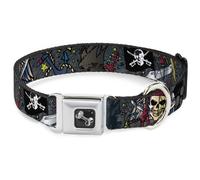 Dog Collar Bone Dead Men Tell No Tales Gray WIDE-Medium 16-23"