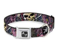 Dog Collar Bone Dead Men Tell No Tales Pink WIDE-Large 20-31"