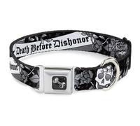 Dog Collar Bone Death Before Dishonor Black/White WIDE-Medium 16-23"