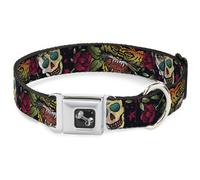 Dog Collar Bone Death Before Dishonor CLOSE-UP Black WIDE-Small 13-17"