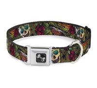 Dog Collar Bone Death Before Dishonor CLOSE-UP Olive WIDE-Large 20-31"