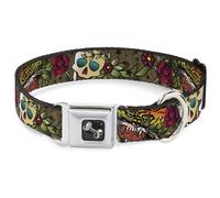 Dog Collar Bone Death Before Dishonor Olive WIDE-Small 13-17"