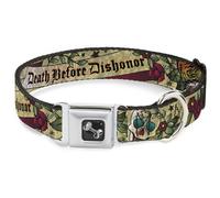 Dog Collar Bone Death Before Dishonor Tan WIDE-Large 20-31"
