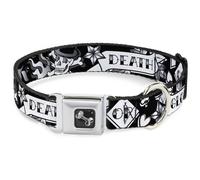 Dog Collar Bone Death or Glory Black/White WIDE-Large 20-31"