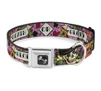Dog Collar Bone Death or Glory Pink WIDE-Small 13-17"