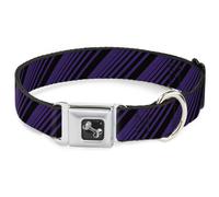 Dog Collar Bone Diagonal Stripes Black/Purple WIDE-Small 13-17"