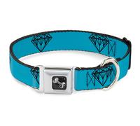 Dog Collar Bone Diamond Sketch Turquoise/Black Small 9.5-13"
