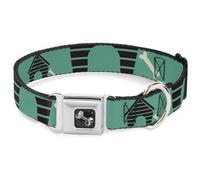 Dog Collar Bone Dog House & Bone Turquoise/Brown Large 15-24"