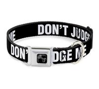 Dog Collar Bone DON'T JUDGE ME Black/White Small 9.5-13"