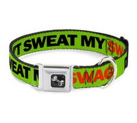 Dog Collar Bone DON'T SWEAT MY SWAG Neon Green/Black/Red WIDE-Small 13-17"