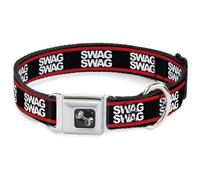 Dog Collar Bone Double SWAG Black/White/Red Stripe Small 9.5-13"