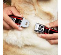 Dog Collar Bone Double SWAG Black/White/Red Stripe WIDE-Large 20-31"