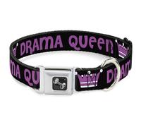 Dog Collar Bone DRAMA QUEEN Black/Fuchsia Medium 11-16.5"