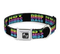 Dog Collar Bone DROP BASS NOT BOMBS Black/Rainbow Large 15-24"