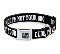 Dog Collar Bone DUDE, I'M NOT YOUR BRO Black/White WIDE-Large 20-31"