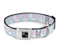 Dog Collar Bone Easter Bunnies Smiling Sky Blue Small 9.5-13"