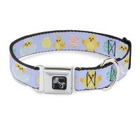 Dog Collar Bone Easter Chicks and Eggs Lavender WIDE-Medium 16-23"