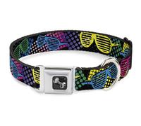 Dog Collar Bone Eighties Shades Black/Neon WIDE-Medium 16-23"