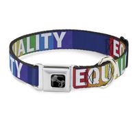 Dog Collar Bone EQUALITY Blocks Rainbow/Blue/White WIDE-Large 20-31"