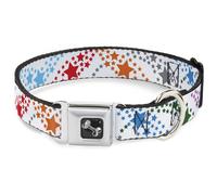 Dog Collar Bone Falling Stars White/Multi Color Small 9.5-13"