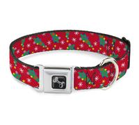 Dog Collar Bone Festive Holiday Christmas Trees Scattered Red/Multi Color Medium