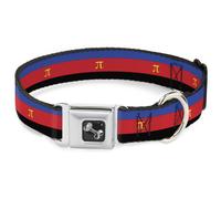 Dog Collar Bone Flag Polyamorous Pi Symbol Blue/Red/Black/Yellow WIDE-Small 13-1