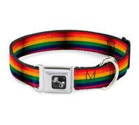Dog Collar Bone Flag Pride Distressed Rainbow WIDE-Large 20-31"