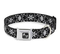 Dog Collar Bone Floral Collage Black/Gray/White Large 15-24"