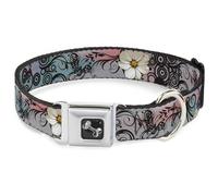 Dog Collar Bone Flowers w/Filigree Pink WIDE-Medium 16-23"