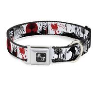 Dog Collar Bone Fright Night White/Black/Red WIDE-Large 20-31"
