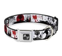Dog Collar Bone Fright Night White/Black/Red WIDE-Small 13-17"